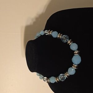 Chic Blue and Silver Beaded Necklace